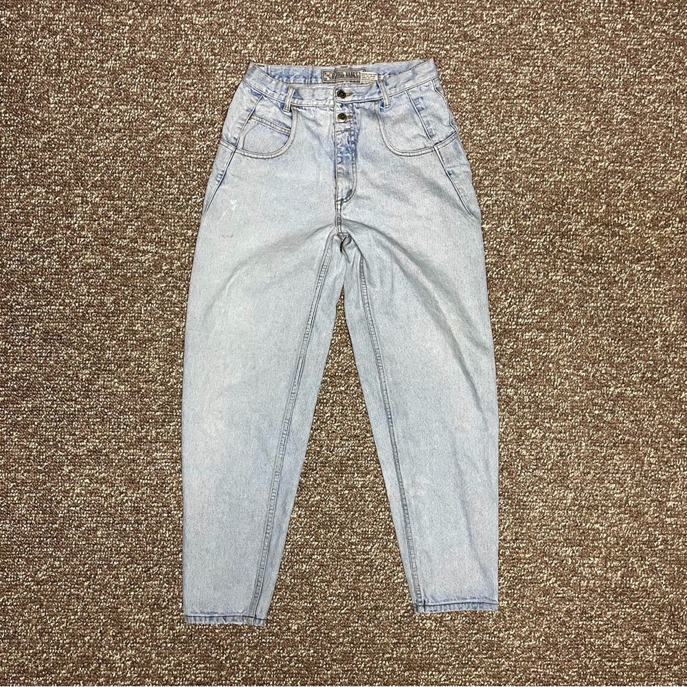 RARE 1990s Fluid Blues Barrel Balloon Estudio Niksen Style Double Button Jeans